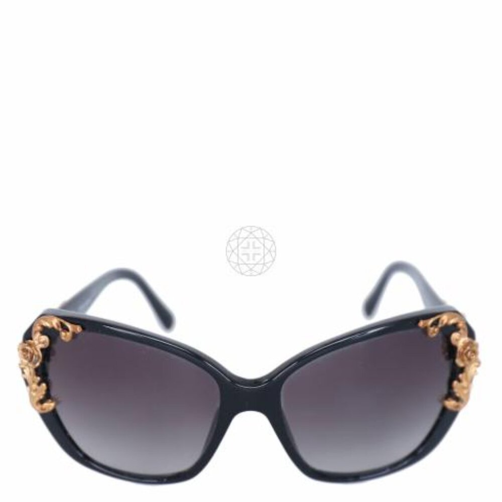 RARE Dolce and Gabbana Black and Gold Floral Sunglasses